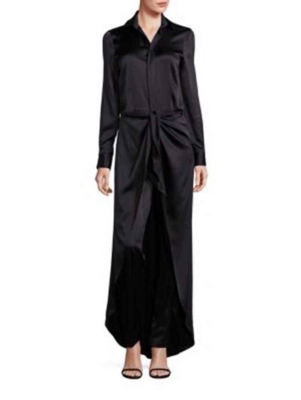 Polo Ralph Lauren Long sleeves Mulberry Silk Satin Jumpsuit lower Tied Skirt